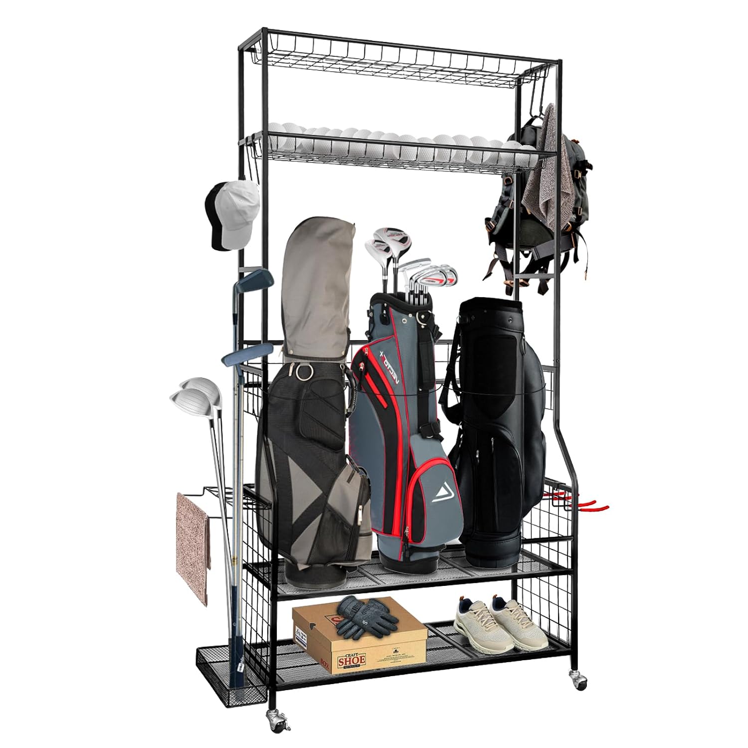 Golf Equipment Garage Storage - Golf Bag Storage Organizer for Garage