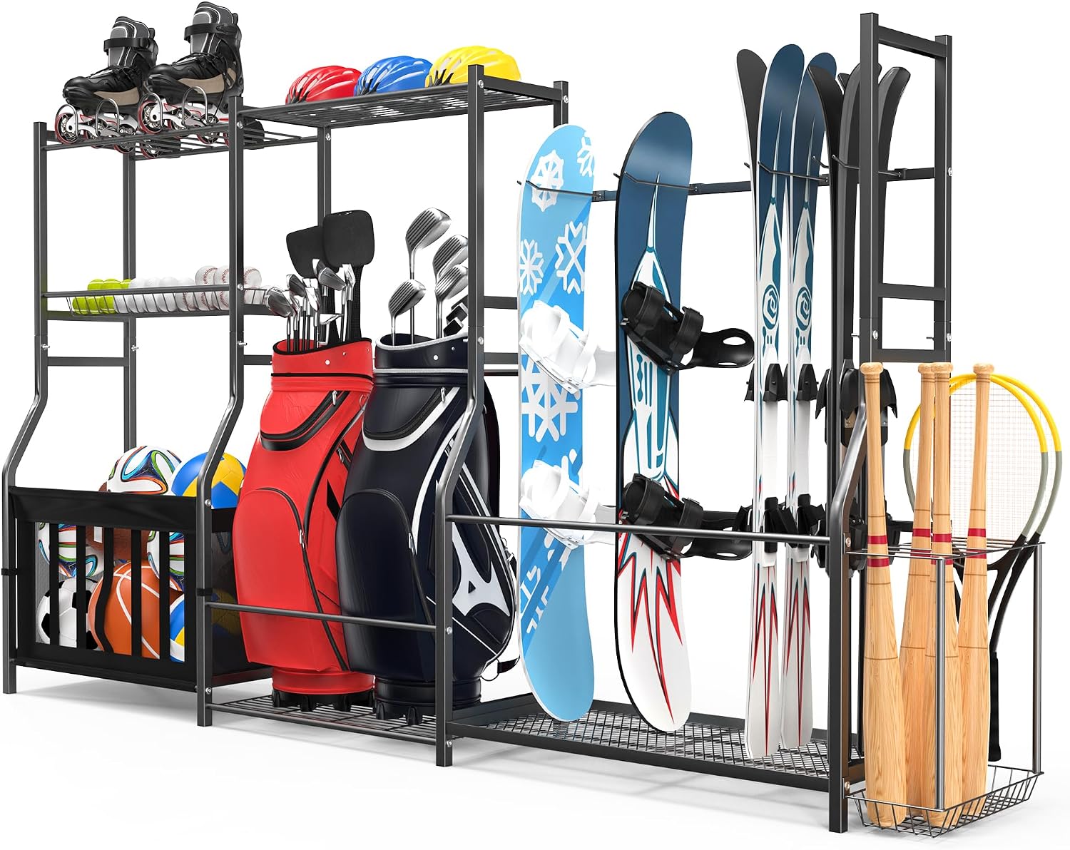 Golf Equipment Garage Storage - Sports Equipment Organizer Golf Bag Stand,