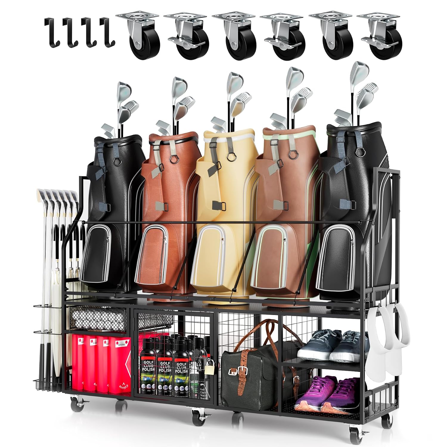 Golf Equipment Garage Storage - Golf Storage Organizer for Bags, Extra
