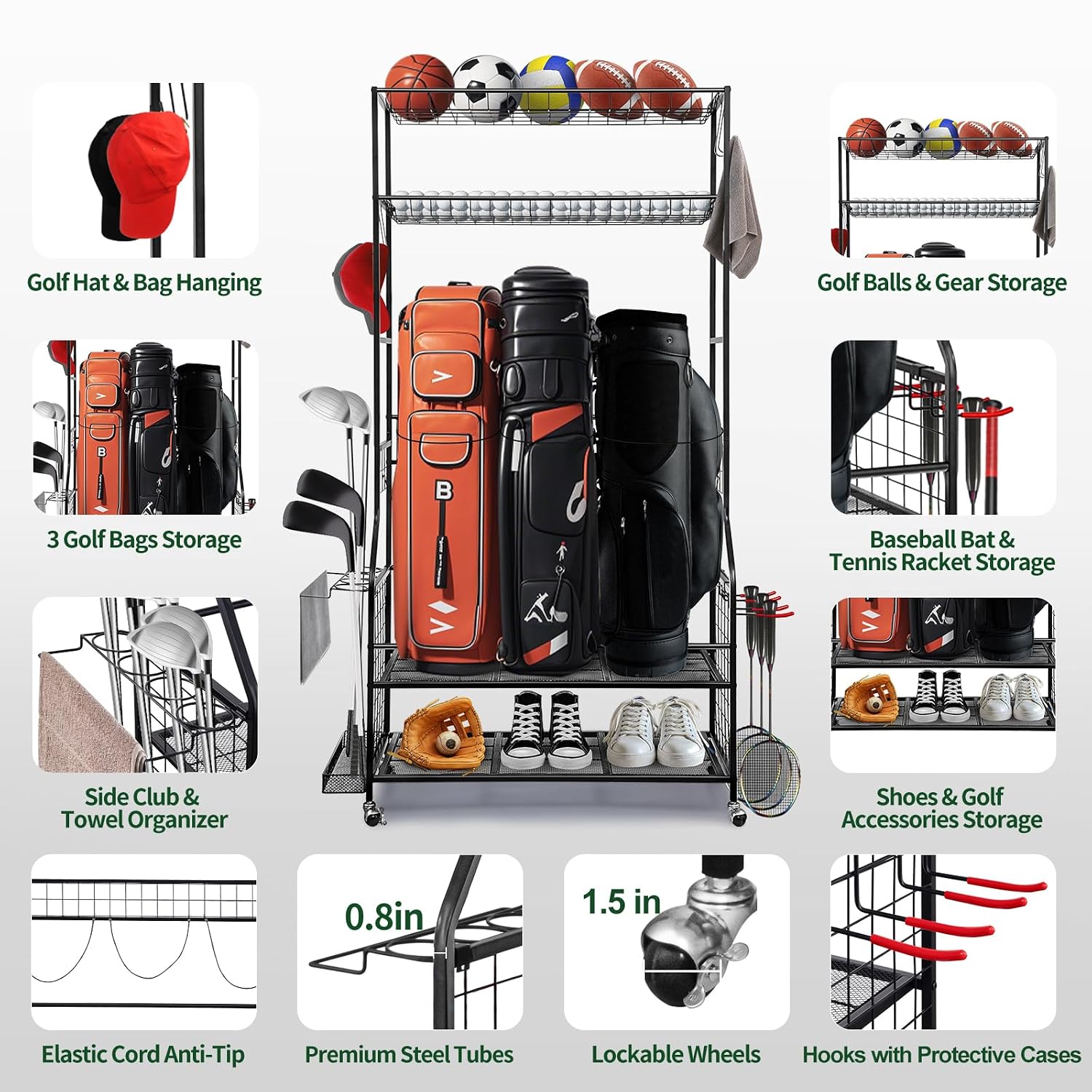 Golf Bag Storage Organizer for - Golf Equipment Garage Storage review and price