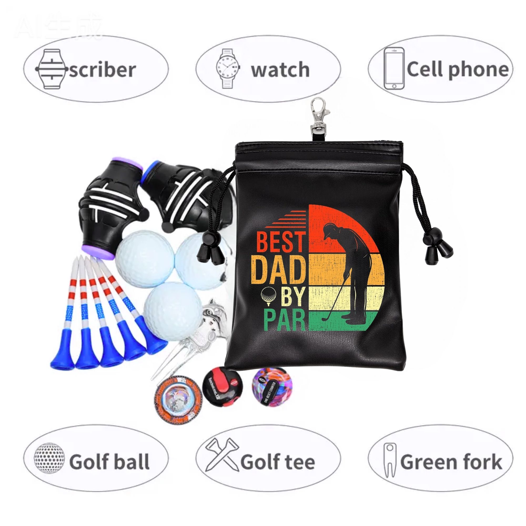 Funny Golf Tee Pouch Best Dad  - Golf Equipment Drawing review and price