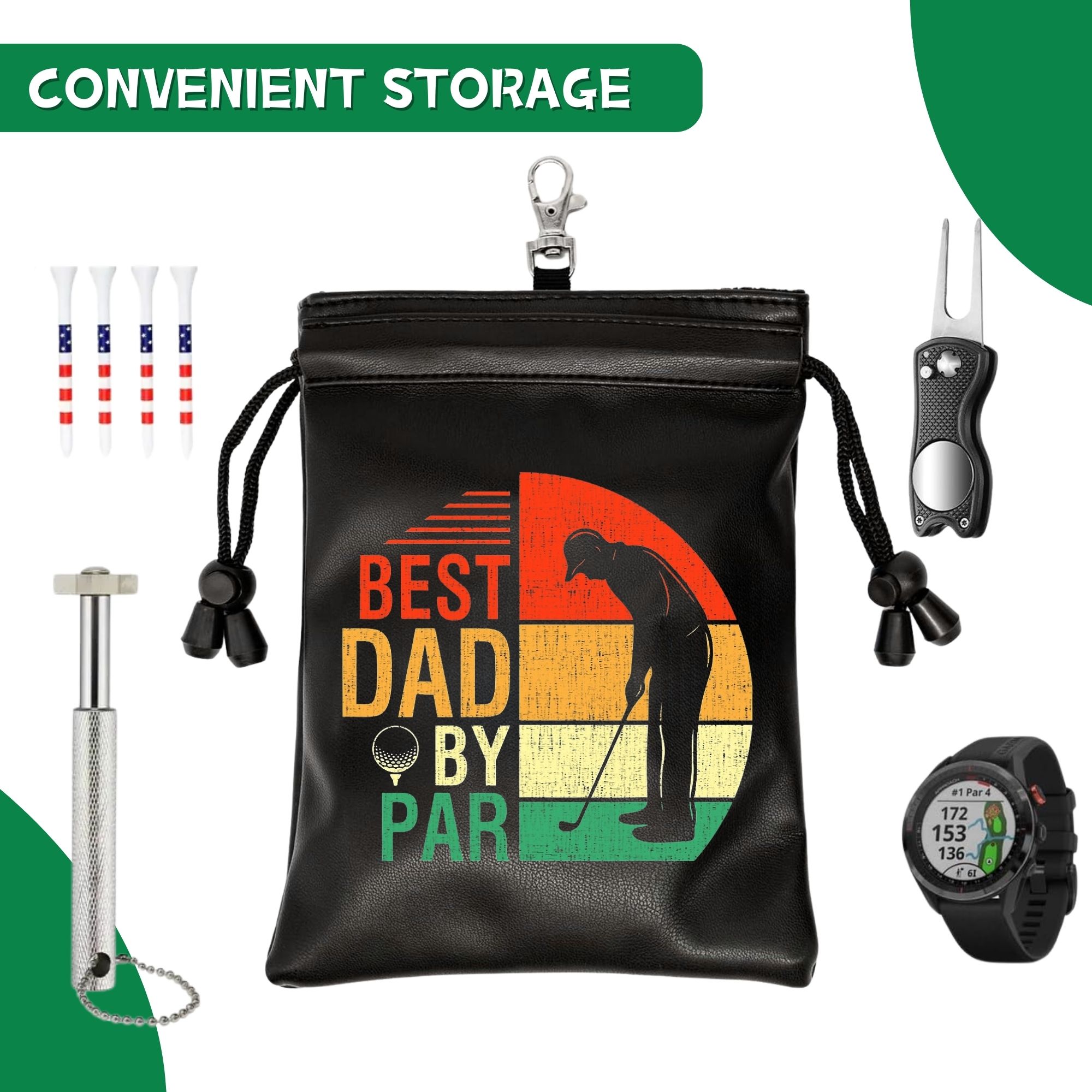 Funny Golf Tee Pouch Best Dad  - Golf Equipment Drawing review and price